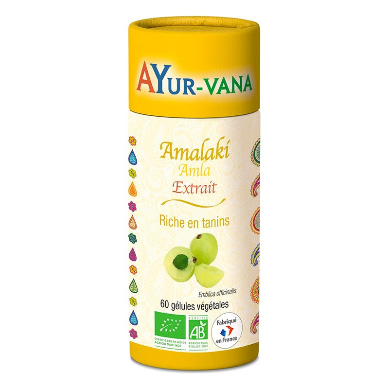 Amalaki - Extrait Titré à 25% de Tanins - 60 Gélules Végétales - Bio - Ayur-Vana