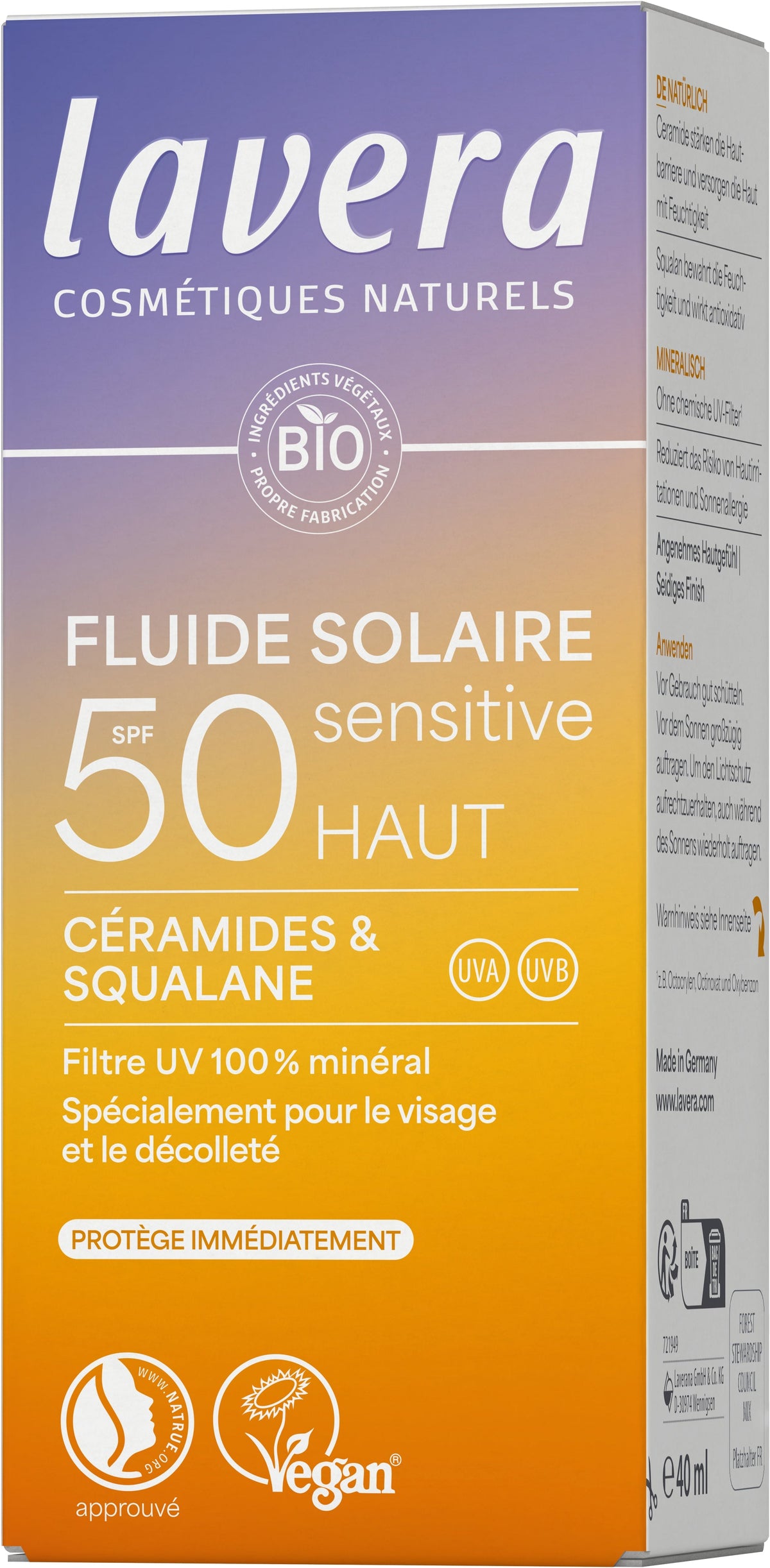 Fluide Solaire SPF 50 - 40 ml - Lavera