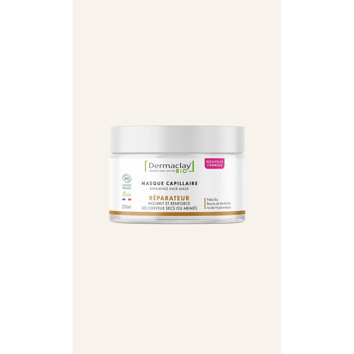 Masque Capillaire Réparateur - 250 ml - Cosmos Organic - Dermaclay