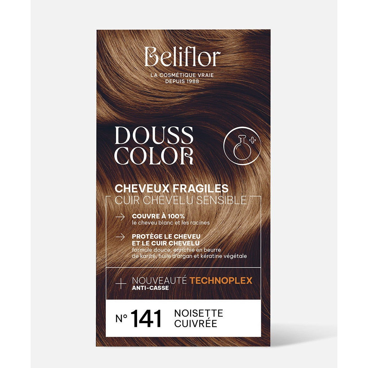 Coloration Dousscolor - Kit de 131 ml - Beliflor - 141 Noisette Cuivrée