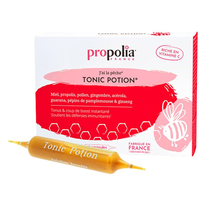 Tonic'potion - Propolis, Miel, Gingembre, Acérola - 10 Ampoules - Propolia