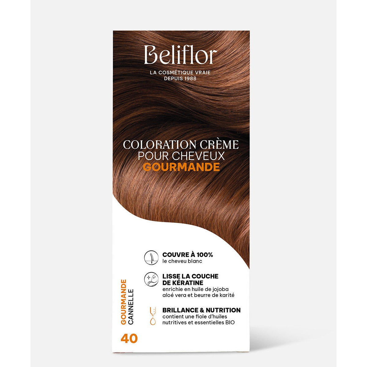 Coloration Crème Sans Ammoniaque - Kit de 135 ml - Beliflor - 40 Cannelle