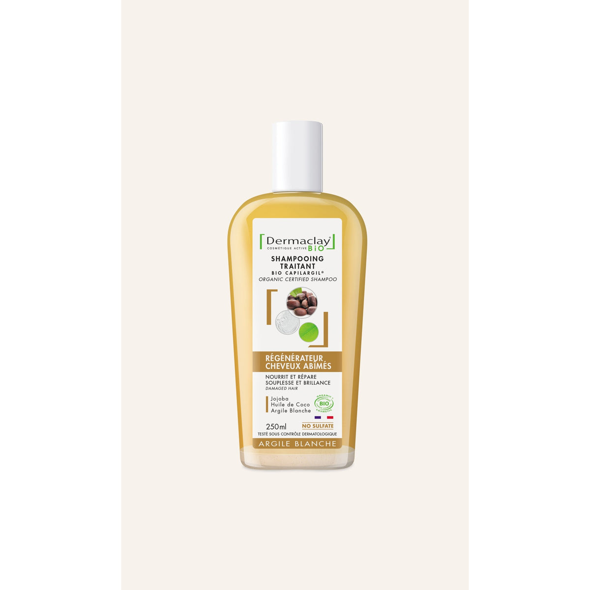 Shampooing Régénérateur - Cheveux Abîmés - 250 ml - Bio - Dermaclay