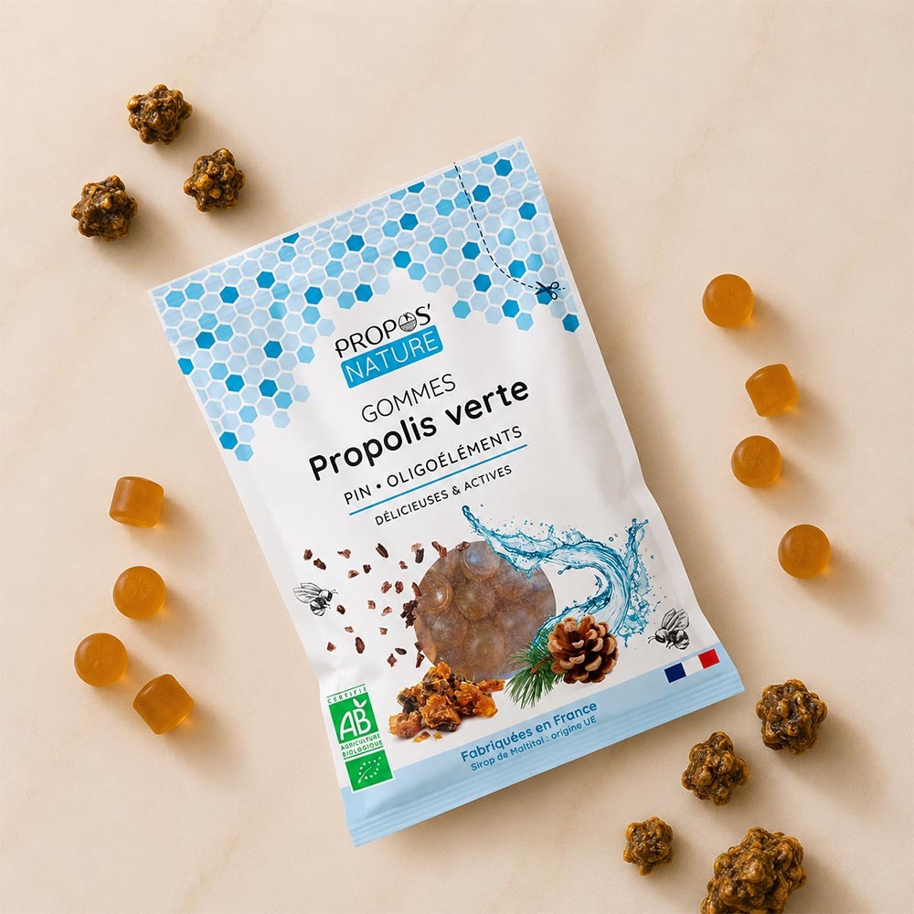 Gommes Propolis Verte, Pin et Oligoéléments - 45 g - Bio - Propos'Nature