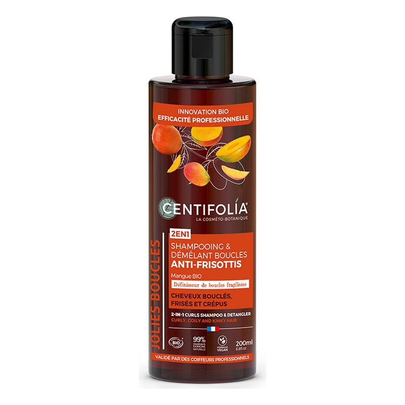 Shampooing et Démêlant Bouclés 2 en 1 Cheveux Bouclés, Frisés et Crépus - 200 ml - Cosmos Organic - Centifolia
