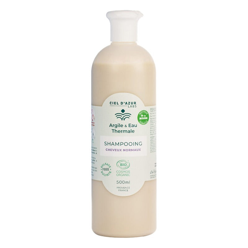 Shampooing Cheveux Normaux - 500 ml - Cosmos Organic - Argile & Eau Thermale