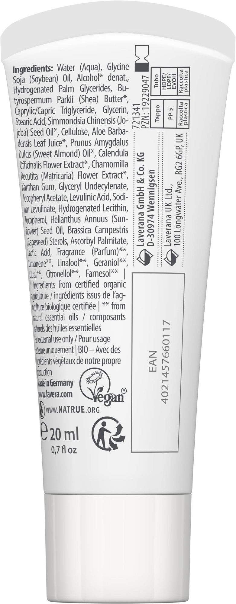 Crème Mains Basis Sensitiv Format Voyage - 30 ml - Lavera