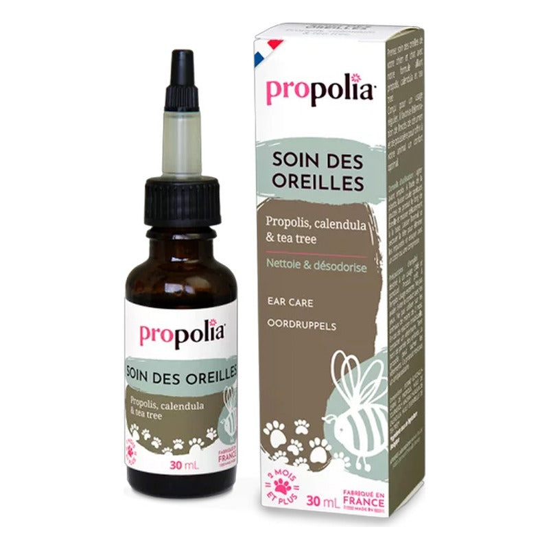 Soin des Oreilles - Propolis, Calendula, Tea Tree - Flacon 30 ml - Ecocert Ecosoin Bio des Animaux - Propolia