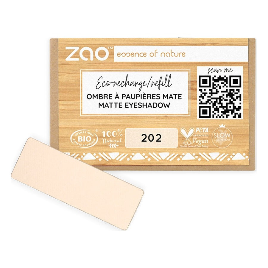 Recharge Ombre à Paupières Rectangle Mat - 1,3 g - Zao - 202 - Brun Beige