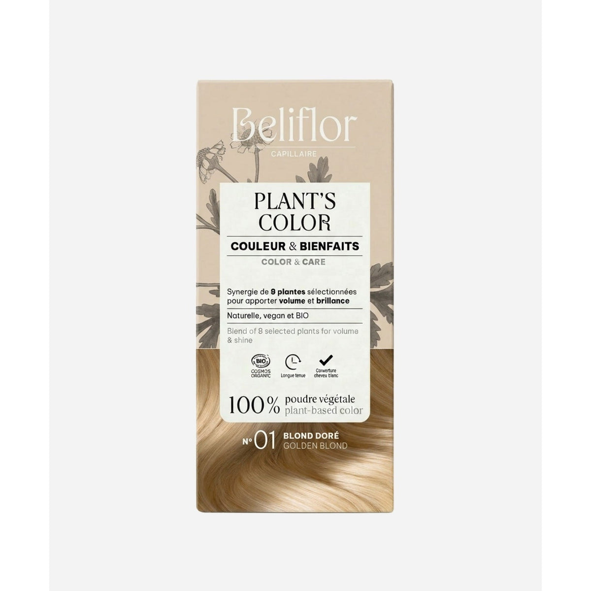 Coloration Végétale Plant's Color - 100 g - Cosmos Organic - Beliflor - 1 Blond Doré