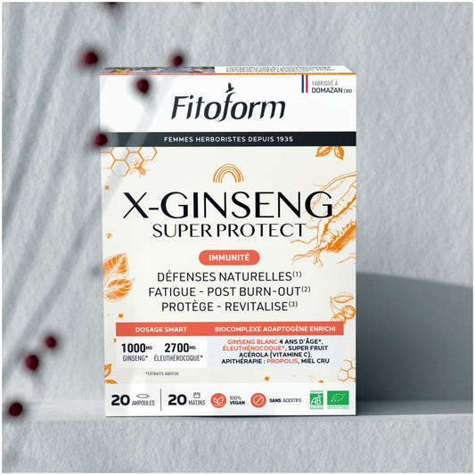 X-Ginseng Super Protect - Immunité - 20 Ampoules de 10 ml - Bio - Fitoform