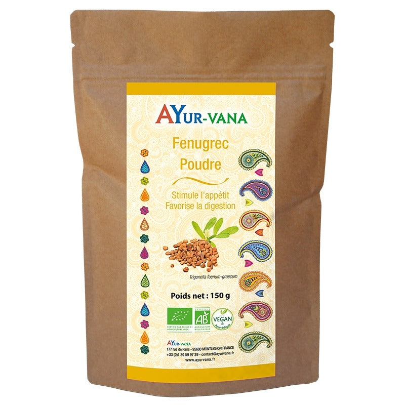 Fenugrec - 500 g de Poudre en Sachet - Bio - Ayur-Vana