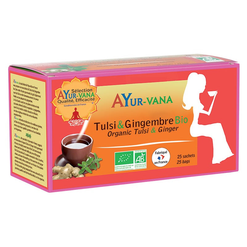 Infusion Tulsi & Gingembre - Boîte de 25 Infusettes - Bio - Ayur-Vana