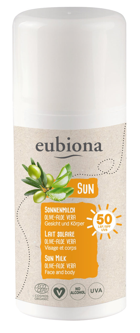 Lait Solaire SPF 50 Olive Aloe Vera - 100 ml - Eubiona