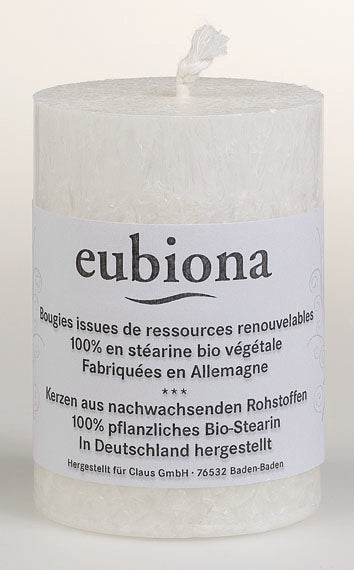 Bougie Pilier Blanche Stéarine 56x80 - 1 Pièce - Bio - Eubiona