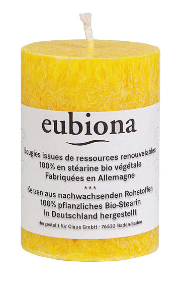 Bougie Pilier Jaune Stéarine 56x80 - 1 Pièce - Bio - Eubiona