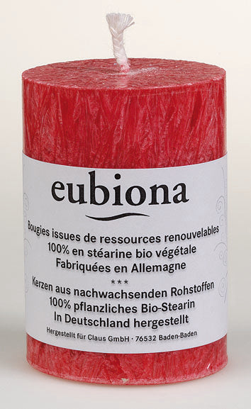 Bougie Pilier Rouge Stéarine 56x80 - 1 Pièce - Bio - Eubiona