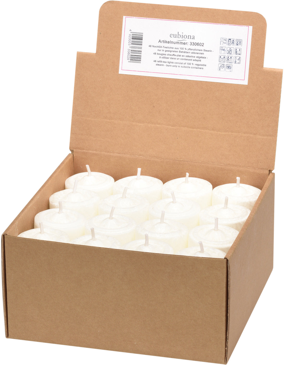 Bougies Chauffe-Plat Blanches - 48 Pièces - Bio - Eubiona