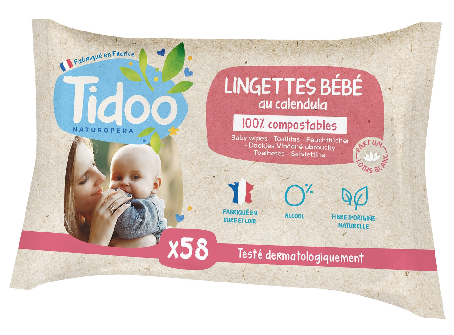 Lingettes Parfumées Calendula - 58 Pièces - Tidoo