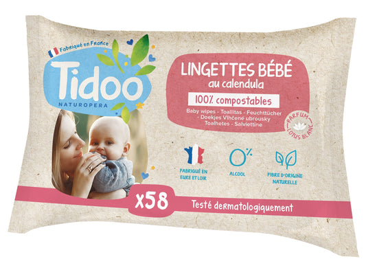 Lingettes Parfumées Calendula - 58 Pièces - Tidoo