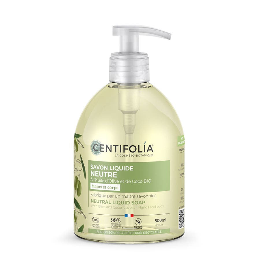 Savon Liquide Neutre - Huile d'Olive et de Coco - 500 ml - Centifolia