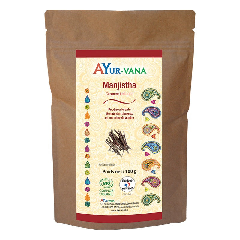 Poudre de Manjistha - 100 g de Poudre en Sachet - Cosmos Organic - Ayur-Vana