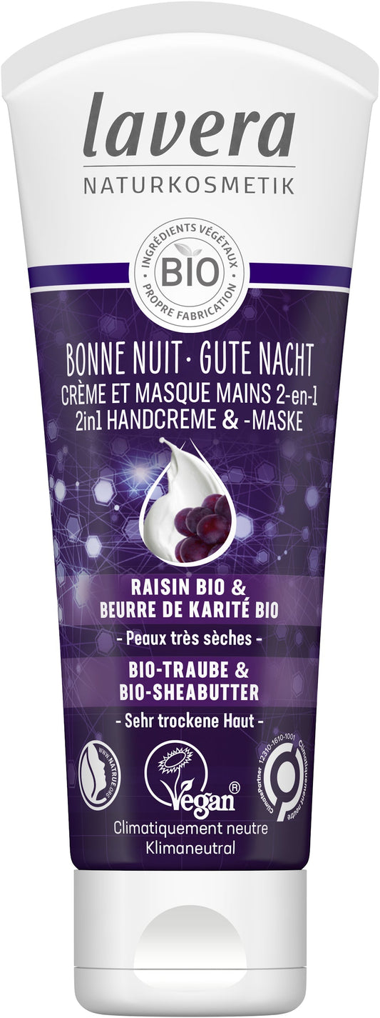 Bonne Nuit Crème et Masque Mains 2-en-1 - 75 ml - Lavera