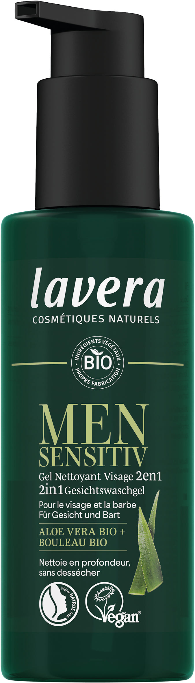 Men Sensitiv Gel Nettoyant Visage 2-en-1 - 150 ml - Lavera