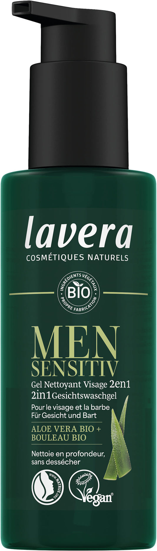 Men Sensitiv Gel Nettoyant Visage 2-en-1 - 150 ml - Lavera