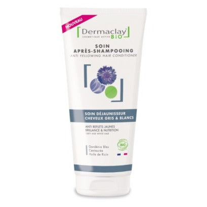 Soin Après-Shampooing Déjaunisseur - Cheveux Gris, Blancs & Blonds - 200 ml - Cosmos Organic - Dermaclay