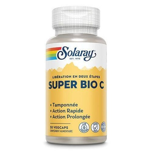Super Bio C Tamponnée - 500 mg - Gélules Végétales - Solaray - 30 Gélules Végétales