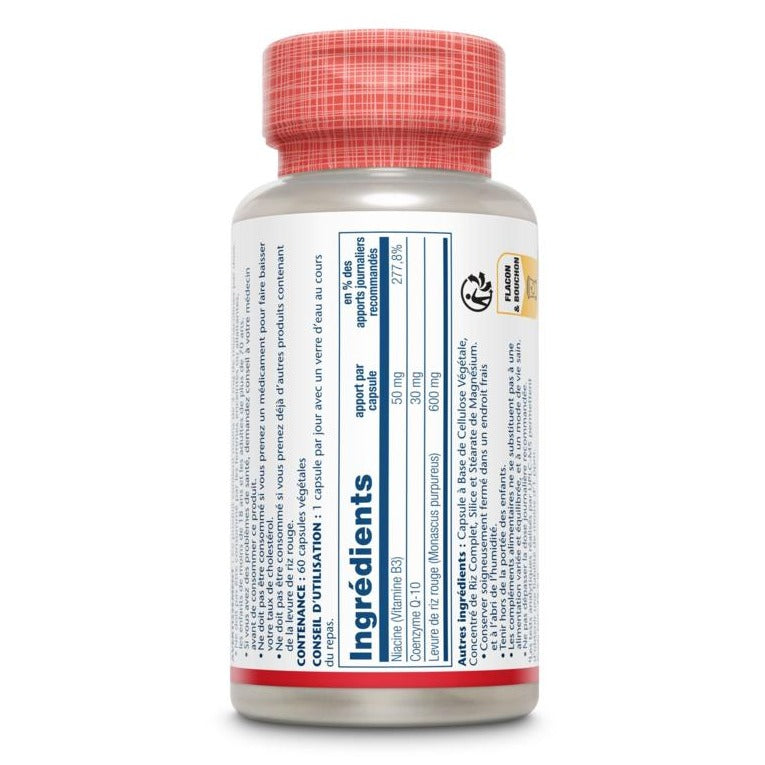 Levure de Riz Rouge et Co Q10 - 600 mg / 30 mg - 60 Gélules Végétales - Solaray