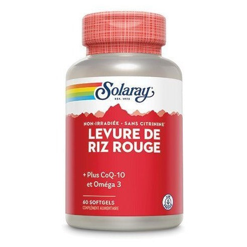 Levure de Riz Rouge, Co Q10 et Oméga 3 - 600 mg / 30 mg / 500 mg - 60 Capsules Molles - Solaray
