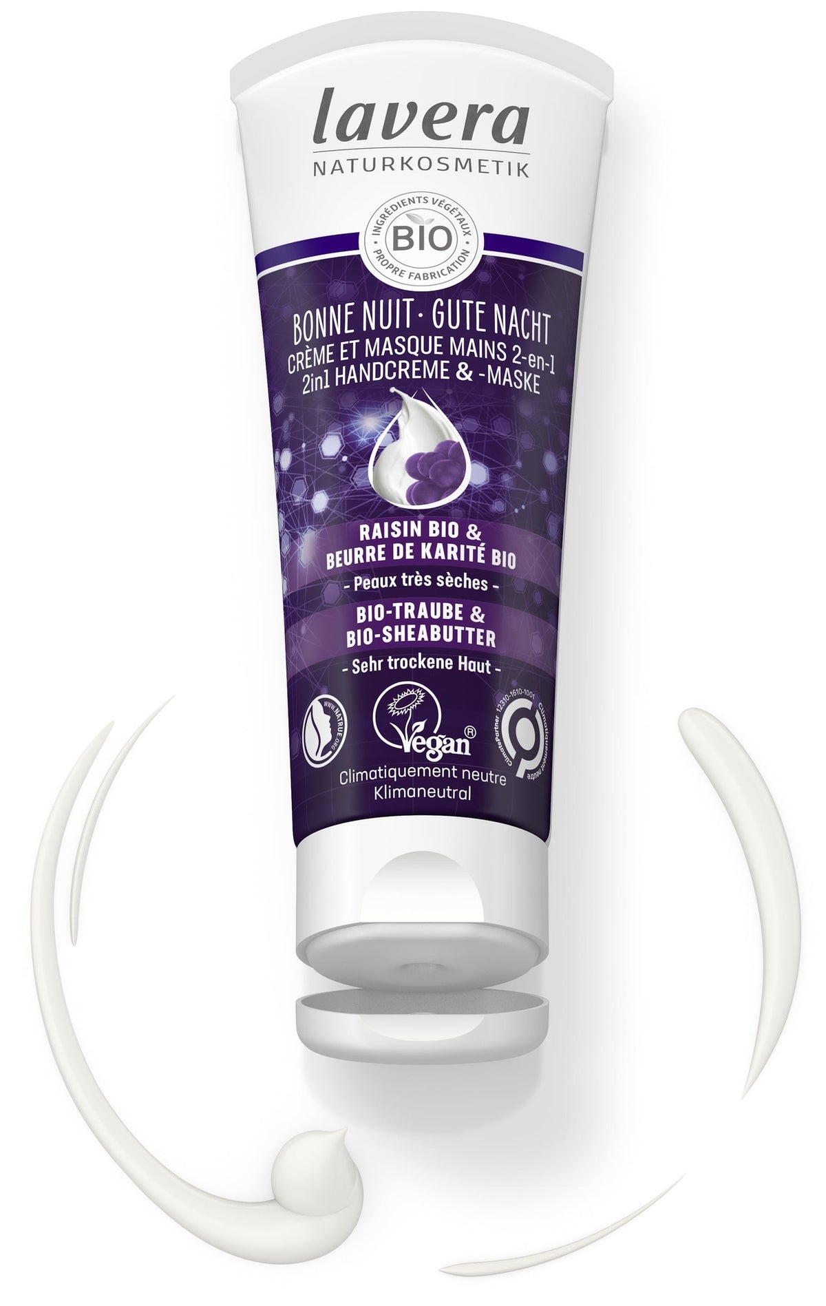 Bonne Nuit Crème et Masque Mains 2-en-1 - 75 ml - Lavera