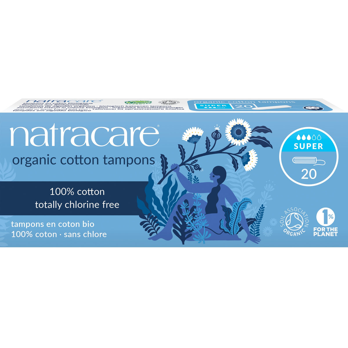 Tampons Super sans Applicateur - 20 Tampons - Bio - Natracare