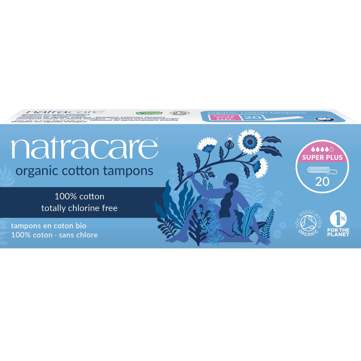 Tampons Super Plus sans Applicateur - 20 Tampons - Bio - Natracare