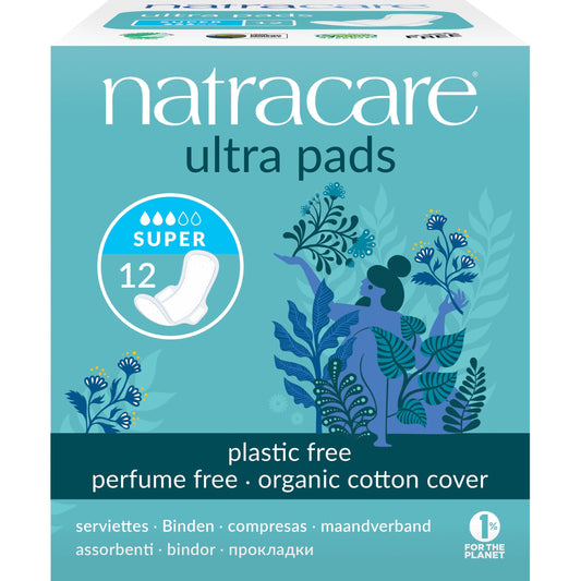 Serviettes Super avec Ailettes - 12 Serviettes - Bio - Natracare