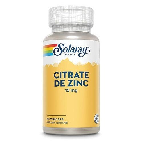 Zinc (Citrate) - 15 mg - 60 Gélules Végétales - Solaray