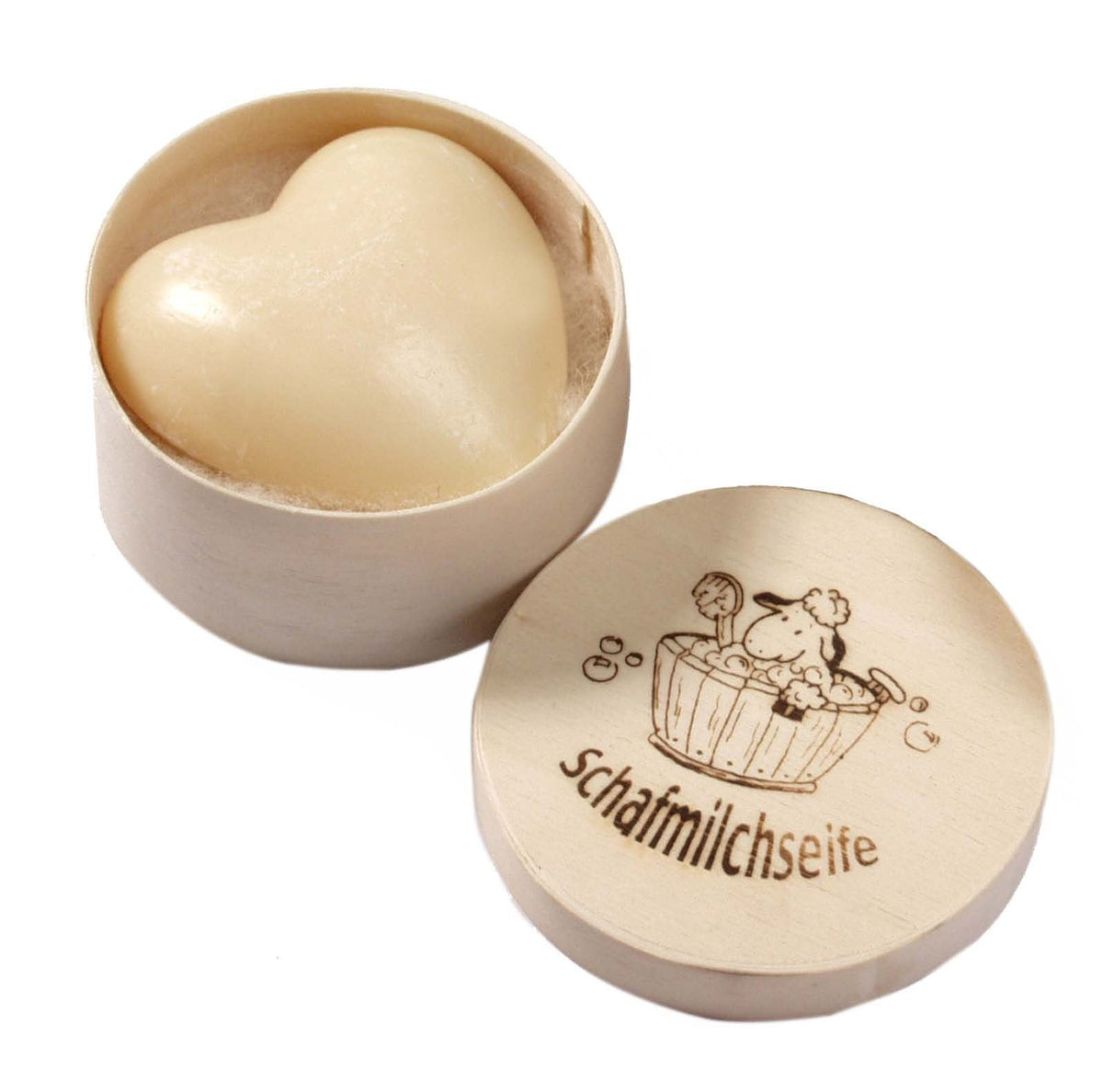 Savon Cœur Blanc au Lait de Brebis en Boîte Bois - 65 g - Bio - Saling