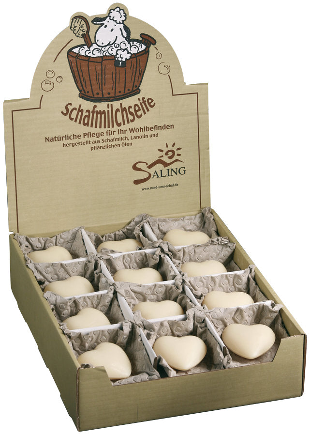 Savon Forme Cœur Blanc au Lait de Brebis - 65 g - Bio - Saling