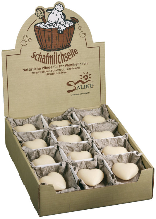 Savon Forme Cœur Blanc au Lait de Brebis - 65 g - Bio - Saling