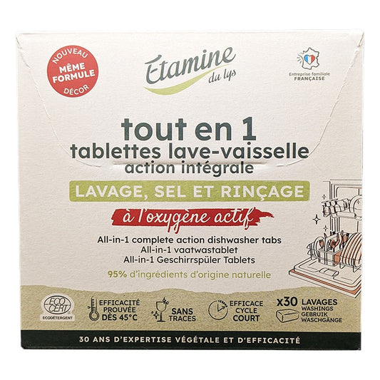 Tablettes Lave-Vaisselle tout en 1 Action Intégrale - 30 Unités - Ecodétergent - Etamine du Lys
