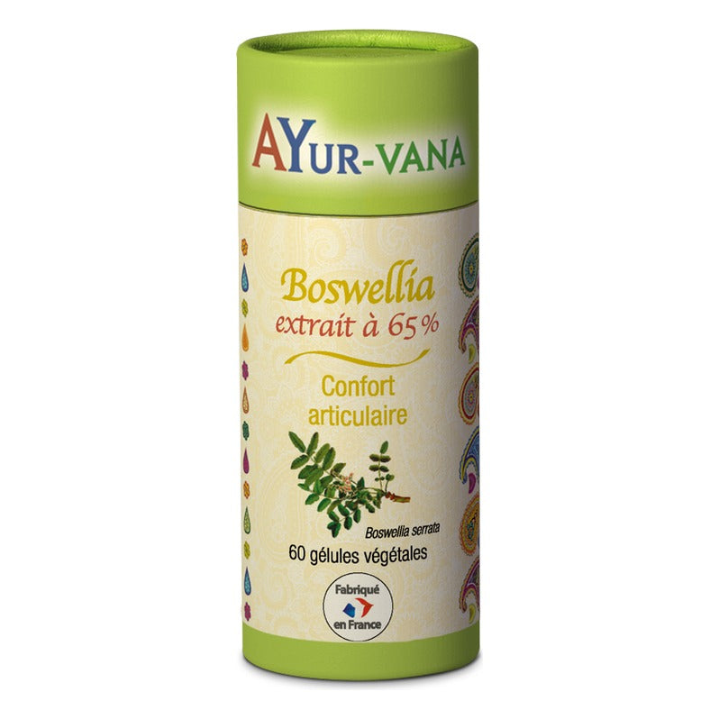 Boswellia Extrait Titré à 65 % d'Acides Boswelliques - Gélules Végétales - Ayur-Vana - 60 Gélules