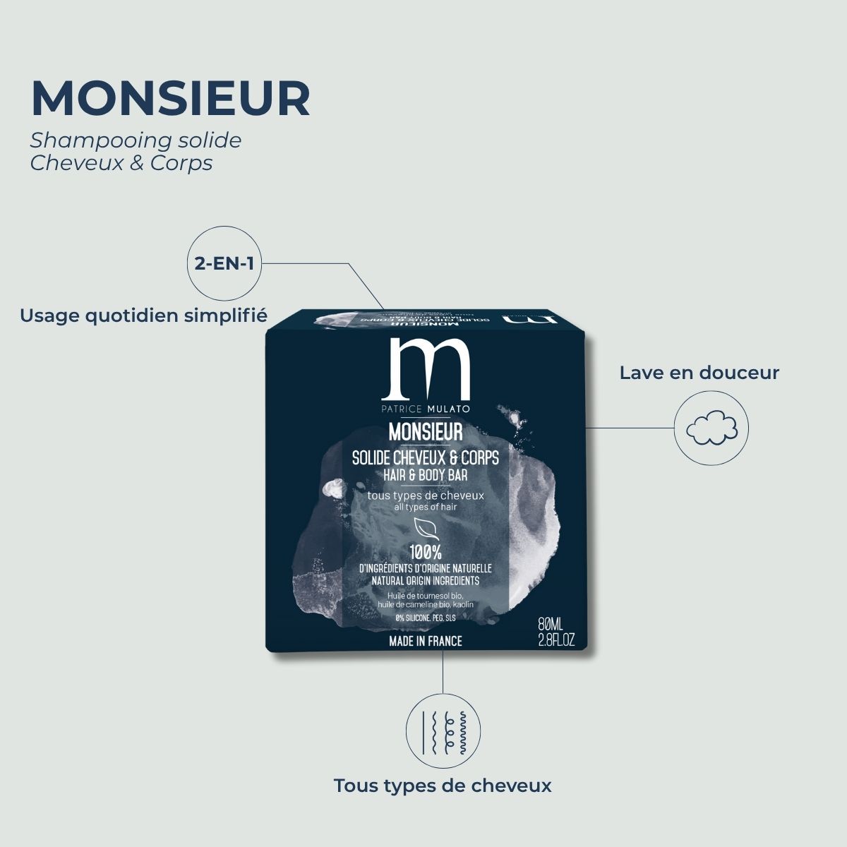 Monsieur Solide Cheveux & Corps - 80 ml - Mulato