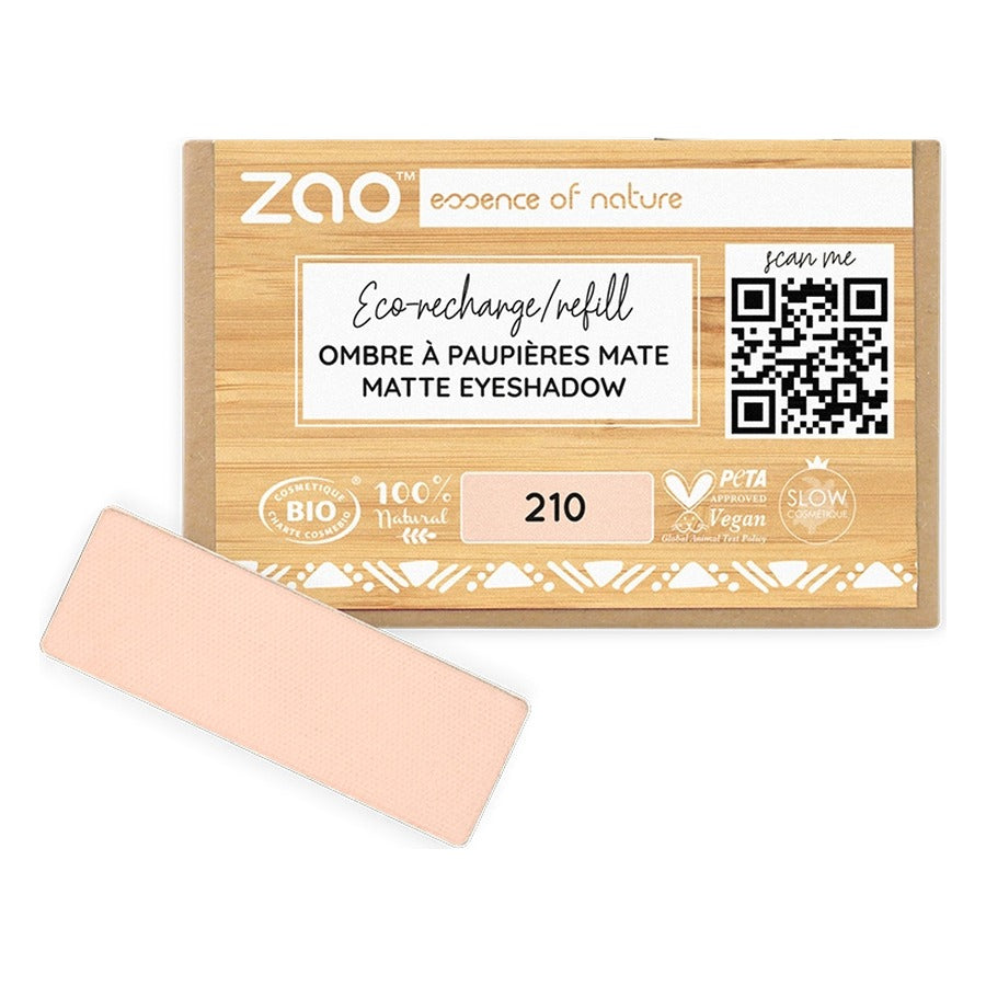 Recharge Ombre à Paupières Rectangle Mat - 1,3 g - Zao - 210 - Rose Pêche