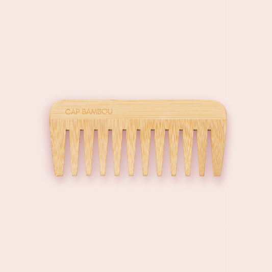 Peigne Démêloir sans Manche et Dents Larges en Bambou - 1 Pièce - Cap Bambou