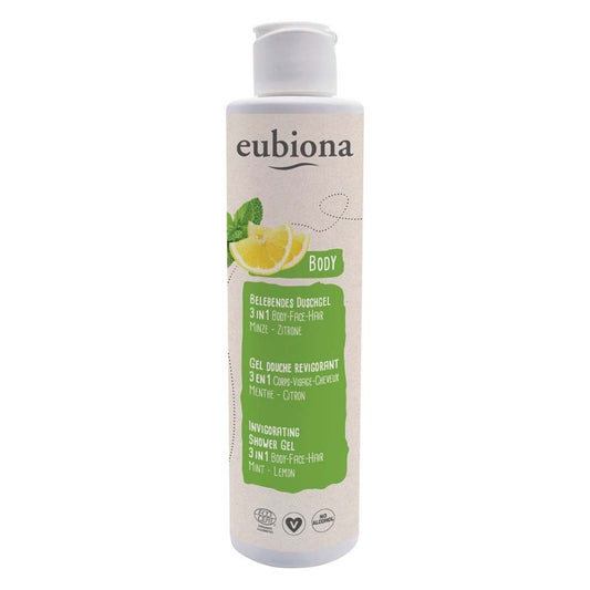 Gel Douche Revigorant 3 en 1 Corps-Visage-Cheveux - Menthe et Citron - 200 ml - Eubiona