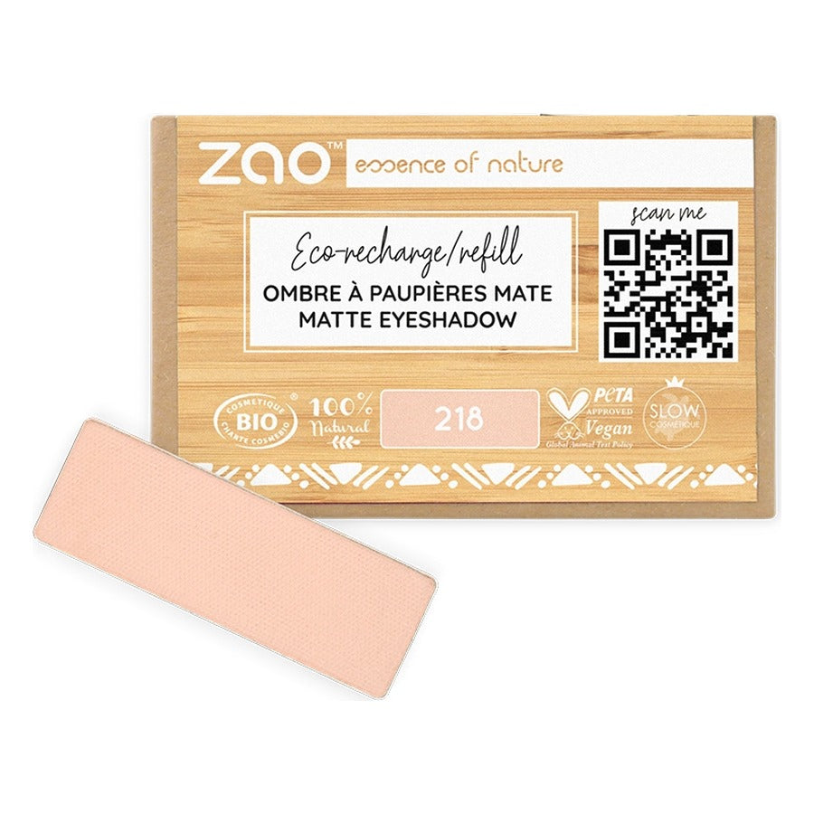 Recharge Ombre à Paupières Rectangle Mat - 1,3 g - Zao - 218 - Nude Abricot