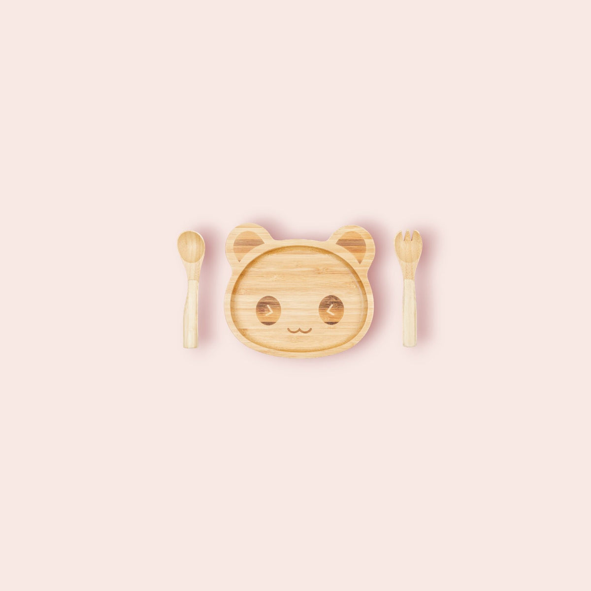 Set de Repas Enfant en Bambou (Assiette + Fourchette + Cuillère) - Panda - 1 Set - Cap Bambou
