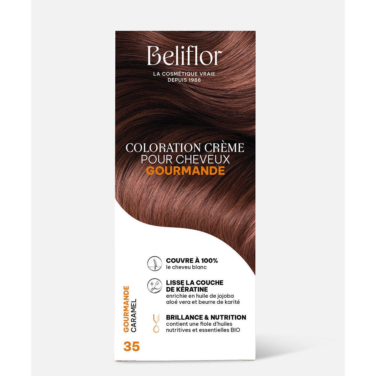 Coloration Crème Sans Ammoniaque - Kit de 135 ml - Beliflor - 35 Caramel